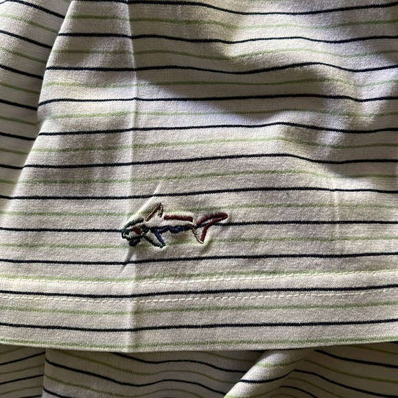 Greg Norman Men's White Golf Polo Shirt W/Green & Blue Stripes Size XXL - Picture 5 of 6